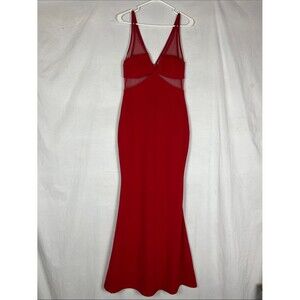 Lulus Red Mesh V Neck Sleeveless Maxi Bodycon Dress